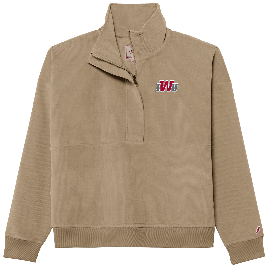 Ladies Cord Half Zip | Khaki