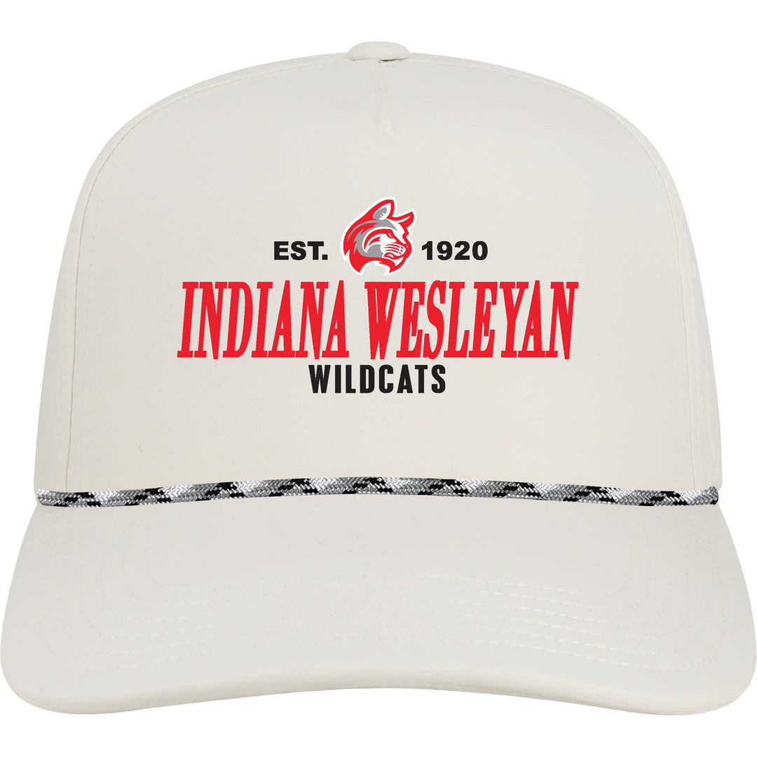 5-Panel Adjustable Hat | White w/White Grey Rope
