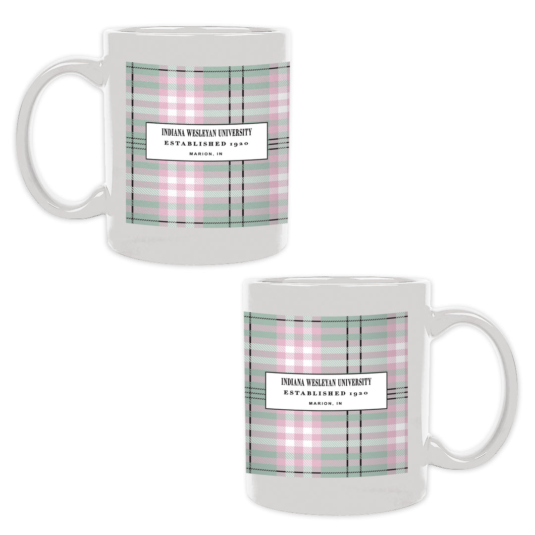 Liberty Cafe Mug | White/Pink Plaid Design