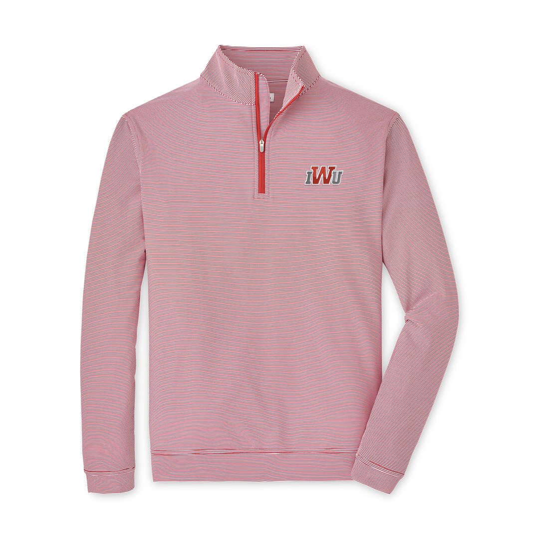 Perth Sugar Stripe Performance 1/4 Zip | Red