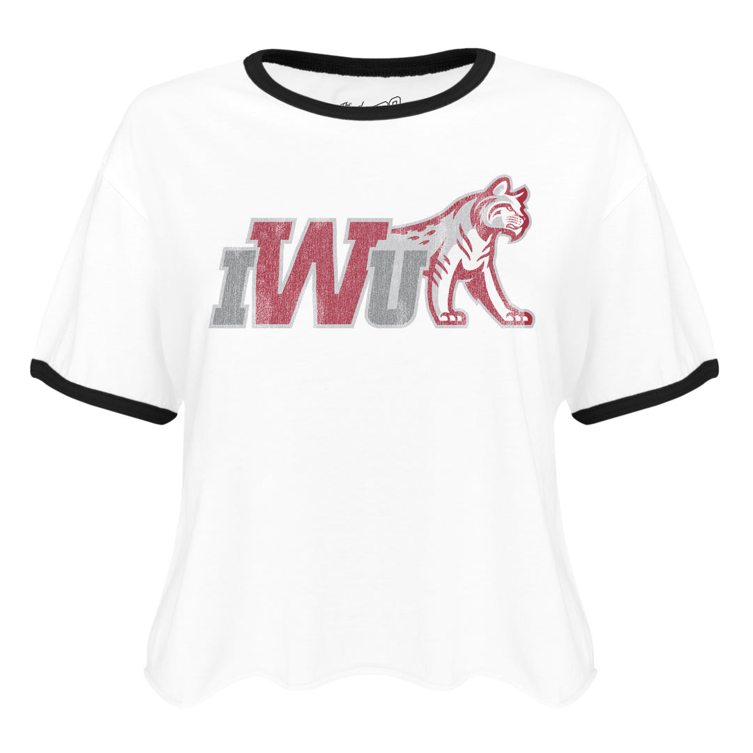 Ladies Cutoff Ringer Tee | White