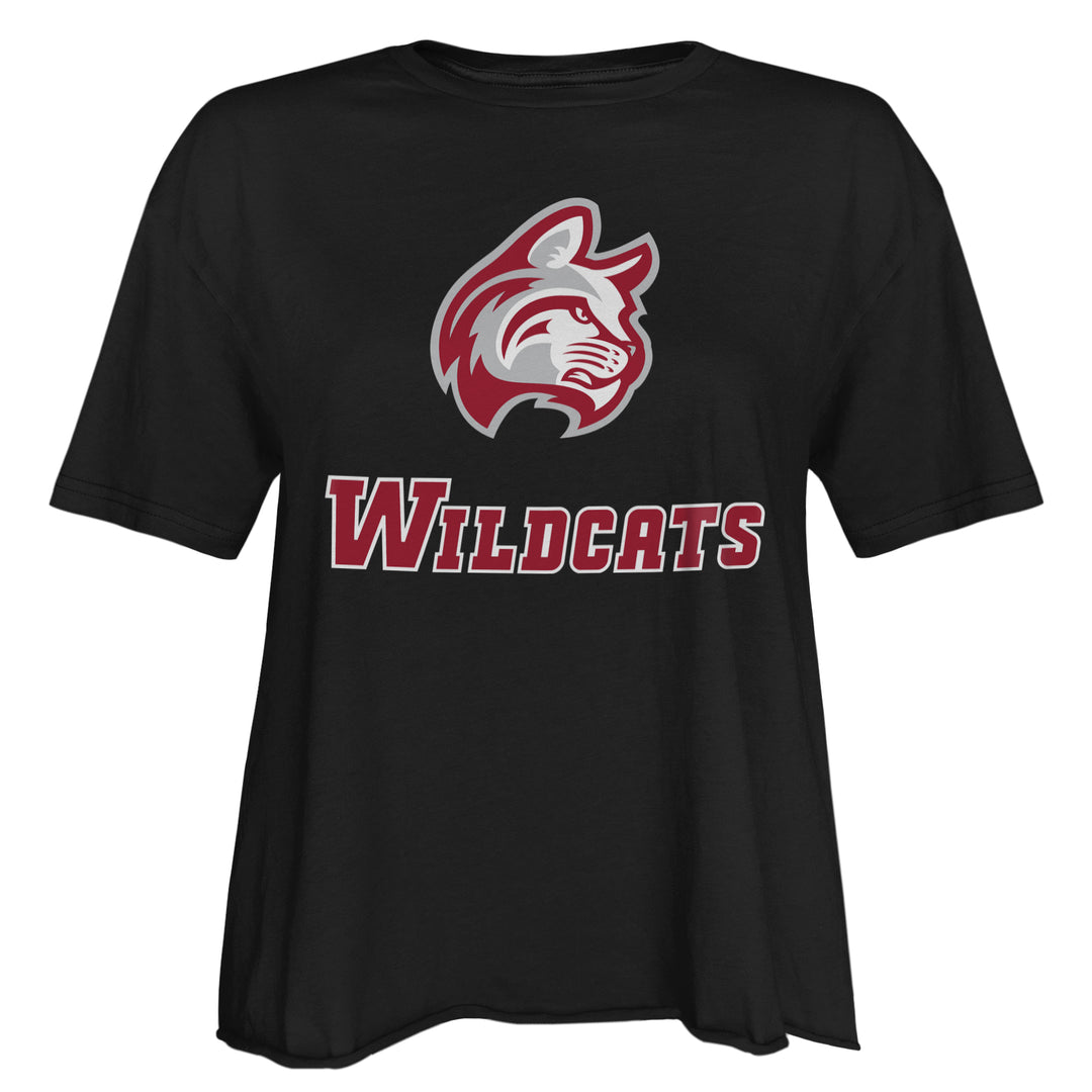 Ladies Short Sleeve Cutoff Cotton Tee | Black