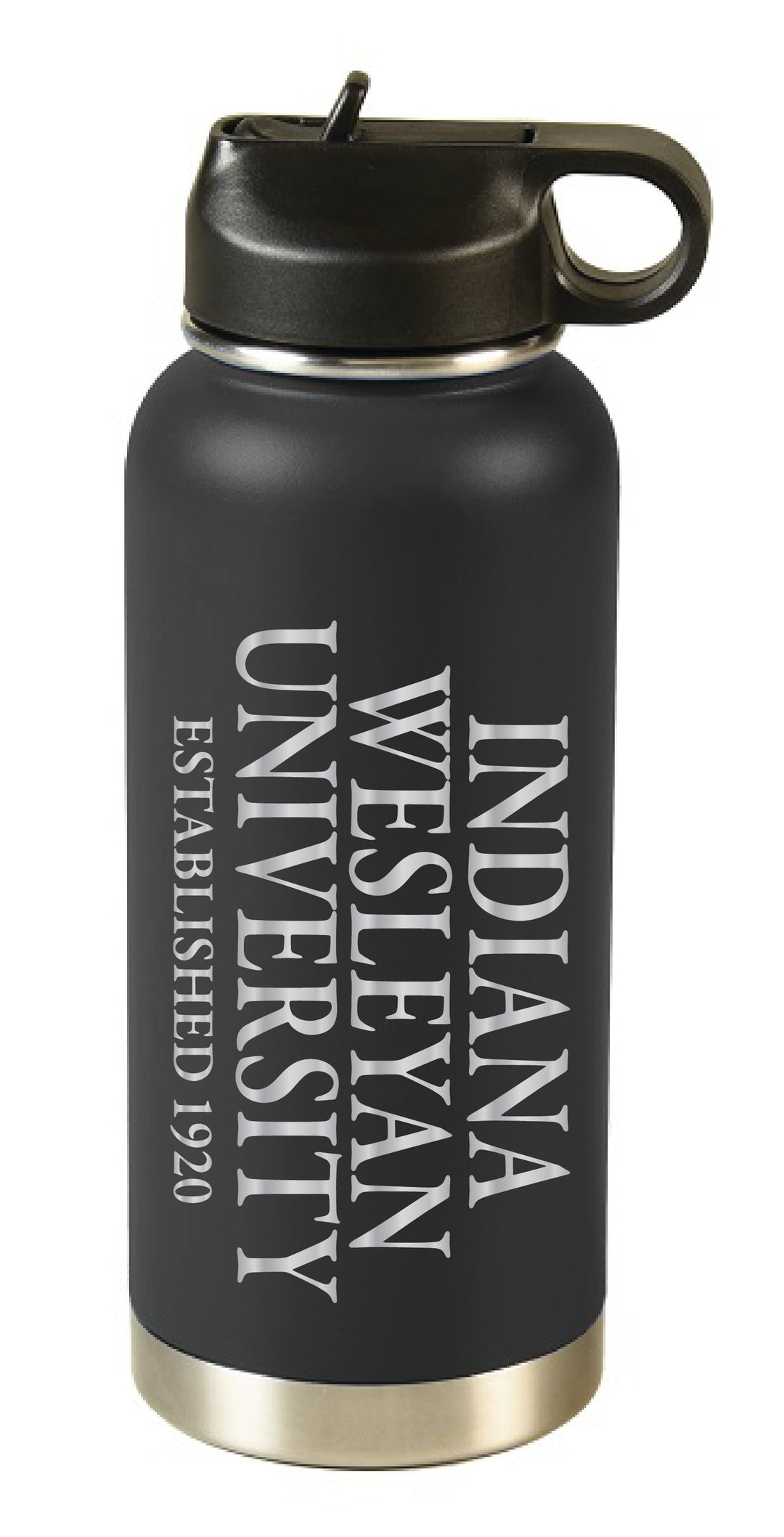 32 Oz Laser Etched Powder Coated Stainless Steel Bottle | Black