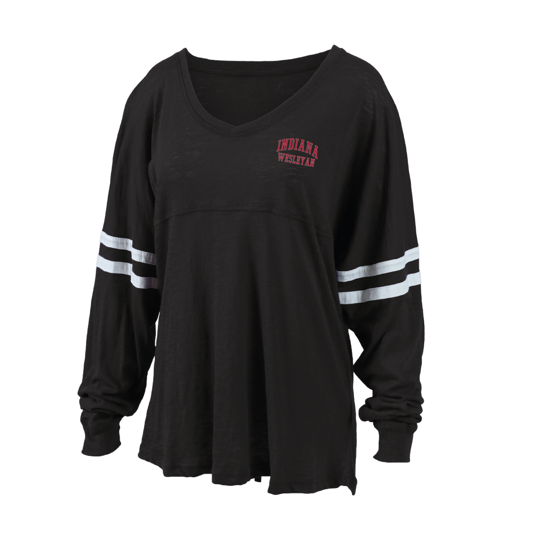 Ladies V-Neck Slub Tee | Black