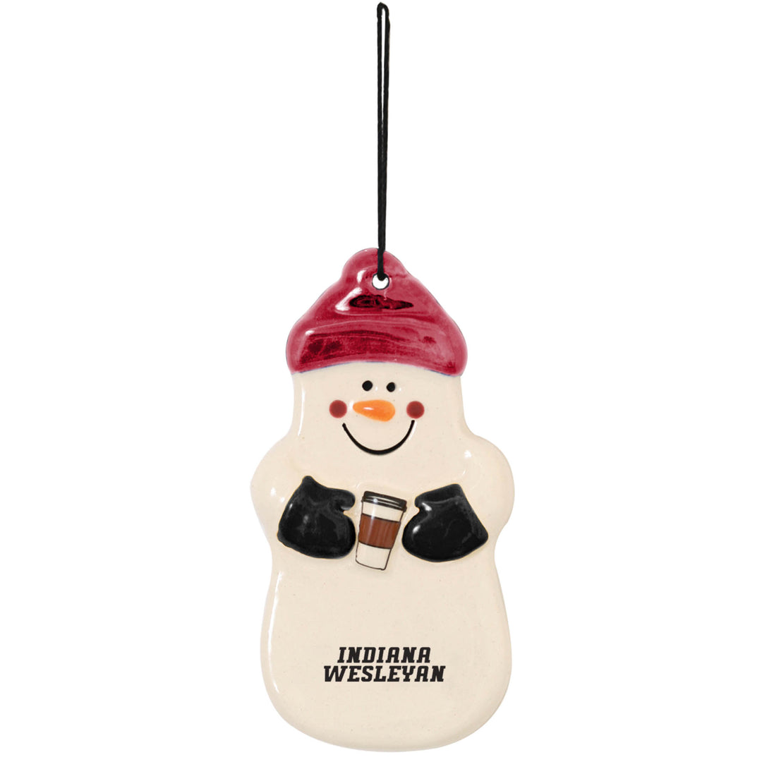 Coffee Time Snowman Ornament | Red