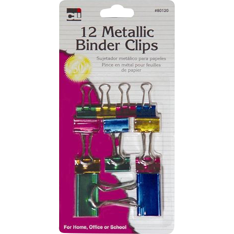 Asst. Metallic Binder Clips 12Pk