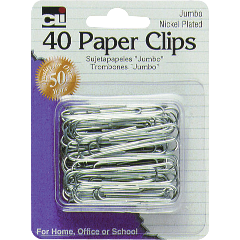 Paper Clips Nickel Plated - Jumbo