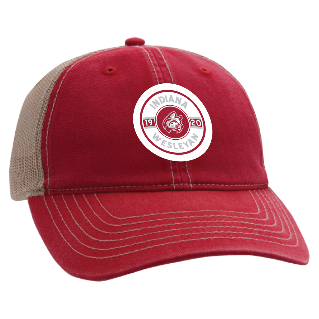 The Wharf Classic Unstructured Tea Stain Snap Back Cap, Cardinal/Tan