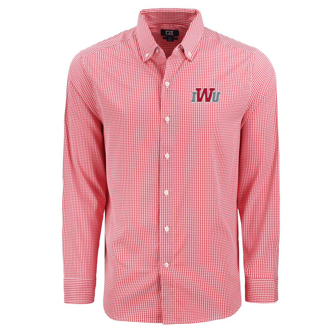 Skyline Eco Gingham Big & Tall Long Sleeve Dress Shirt | Red/White
