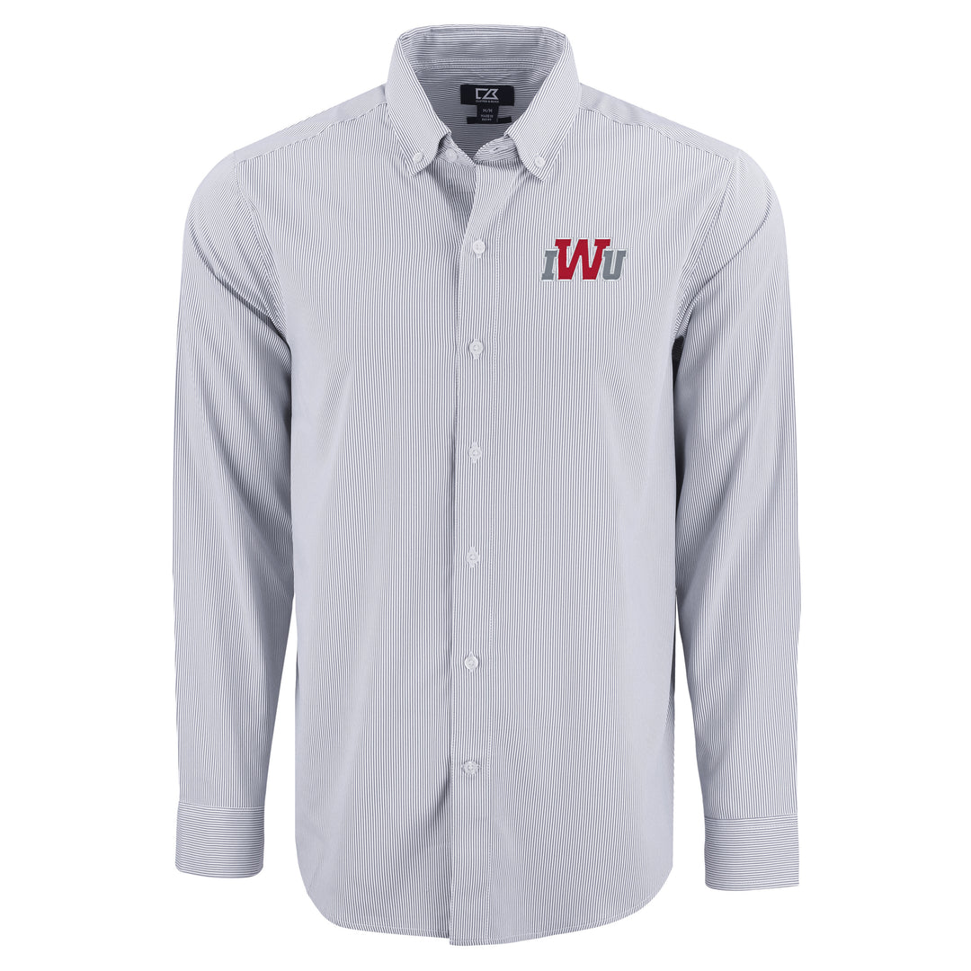 Skyline Eco Pinstripe Big & Tall Long Sleeve Dress Shirt | Grey/White