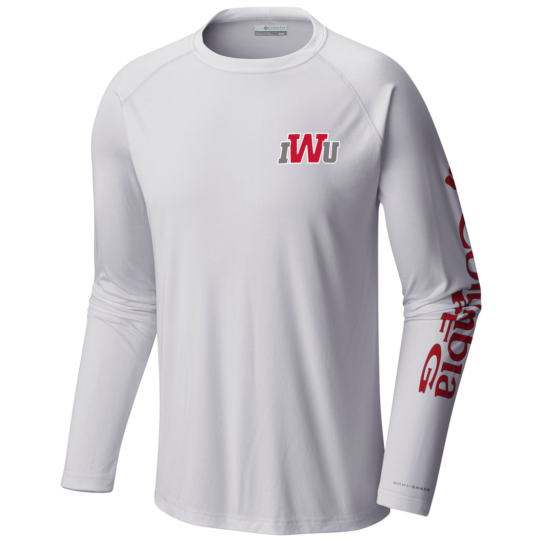 Columbia Terminal Tackle Long Sleeve Tee, White/Red (F23)