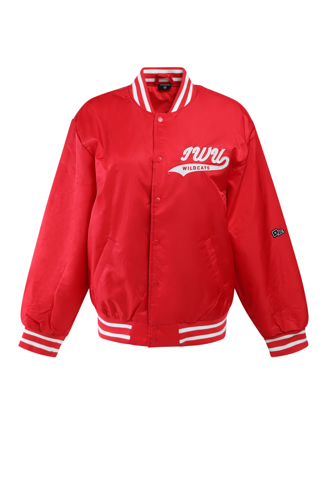 red bomber jacket with IWU wildcats left chast