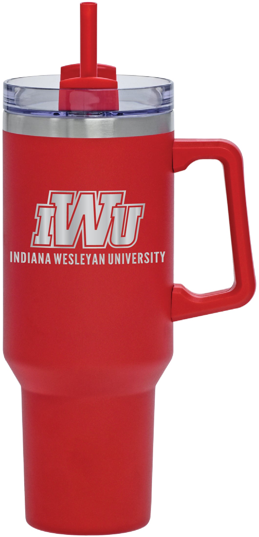 40oz. Handled Stainless Steel Travel Mug, Red