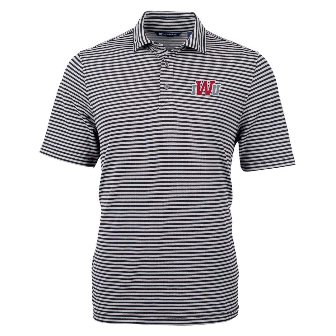 Virtue Eco Pique Stripe Recycled Mens Polo | Black