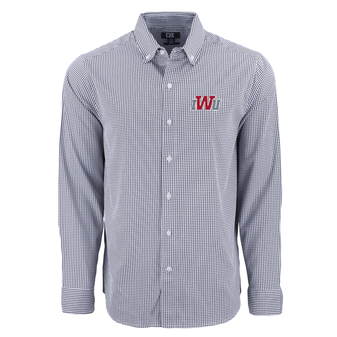Skyline Eco Gingham Mens Long Sleeve Dress Shirt | Black/White