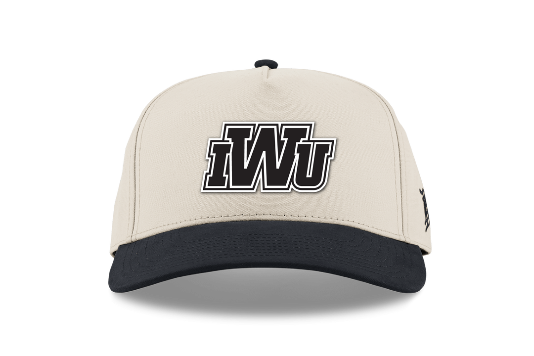 Curved 5-Panel Rope Hat | Beige/Black