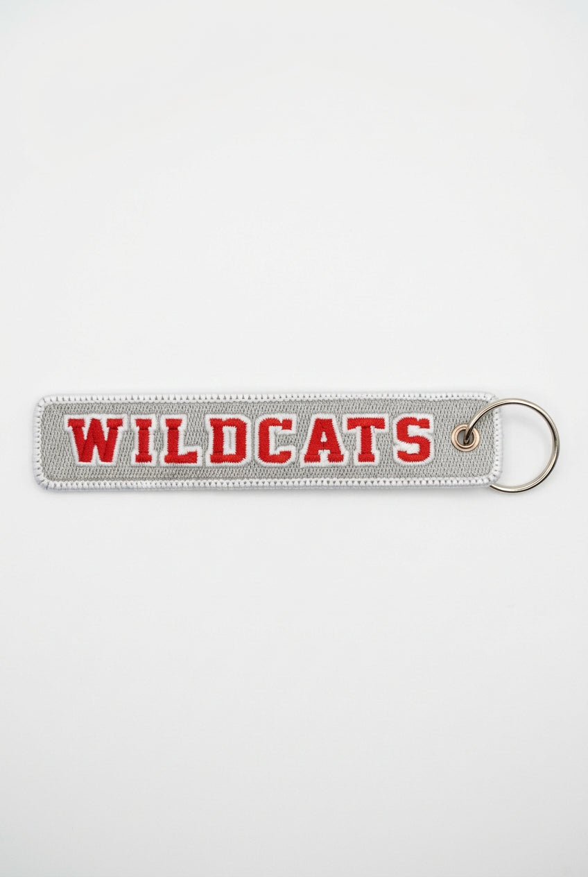 Embroidered Key Tag | Red and Grey