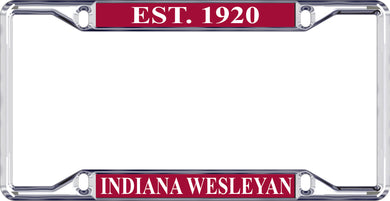 License Plate Frame, EST. 1920 over Indiana Wesleyan