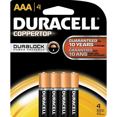 DURACELL COPPERTOP ALKALINE AAA BATTERIES-4PK