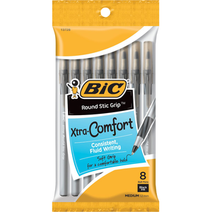 Round Stic Grip Xtra Comfort Ballpoint Pen 1.2Mm Black 8Pk (74074)