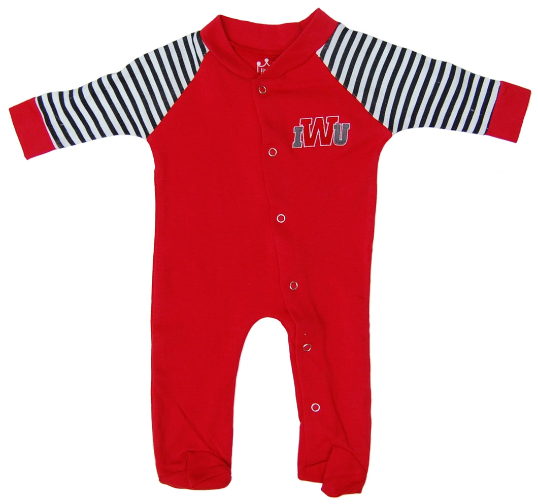 Little King Footed Snap Romper, Red/Black
