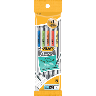 Xtra Precision Mechanical Pencil Clear Barrel .5mm Black 5Pk BP (74061)