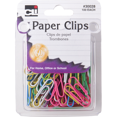 Assorted Color Paper Clips-100 Pk (125930)