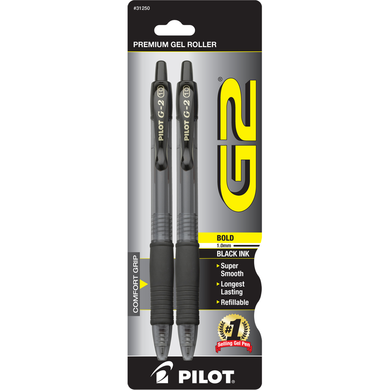 PILOT G2 RETRACTABLE GEL PEN 1.0MM, 2PK