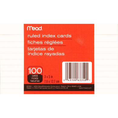 MEAD INDEX CARDS, 3X5 (64865)