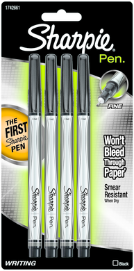 Sharpie Pen-Black Fine 4Pk (48863)