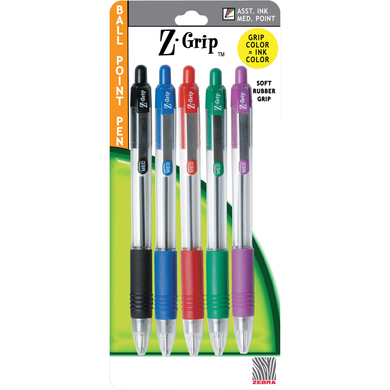 Z-Grip Plus Retractable Ballpoint Pen 1.0mm Asst 5pk (69607)